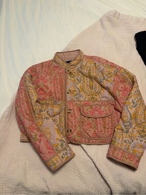 7 For All Mankind Floral Quilted Bomber Jacket